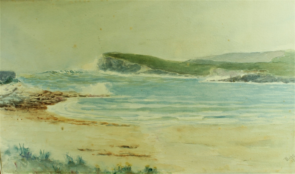 Mostly 19th Century School Watercolours: "Mending the Nets on the Beach, - Image 3 of 5