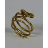 An unusual gold Gentleman's Ring, of twisted serpent design.