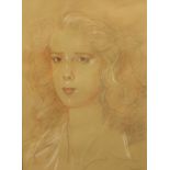 Augustus John R.A. (1878 - 1961) "Portrait of a Young Lady," red chalk on paper, approx.