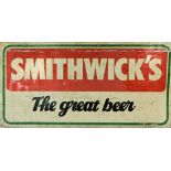 A painted metal Advertising Sign, "Smithwicks - The Great Beer," 36" high x 72" wide.