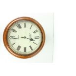 A Victorian mahogany circular Wall Clock, the dial with Roman numerals, Signed by J.