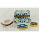 An attractive small ormolu mounted Faience Vanity Box, marked HV on base,