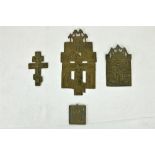 A group of four 19th Century Russian Orthodox brass Crucifixes,