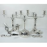 A large pair of 19th Century Sheffield silver plated Candelabra, with gadroon ornamentation,