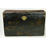 A rare and unusual very large 19th Century Chinese dome top lacquer Trunk with decorated brass