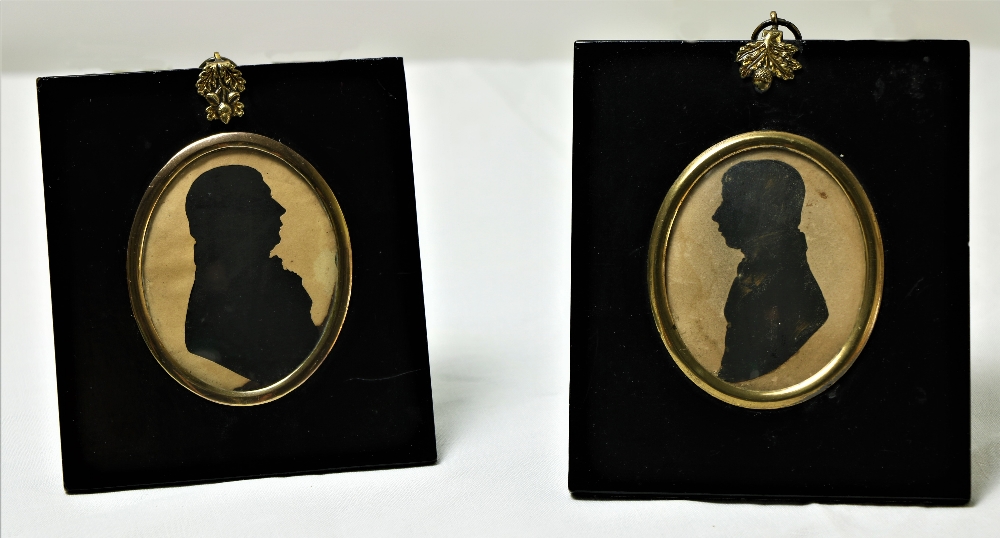 A pair of 19th Century miniature Silhouette Profile Portraits,