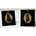 A pair of 19th Century miniature Silhouette Profile Portraits,