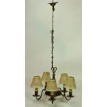 A 19th Century brass S branch Ceiling Light,