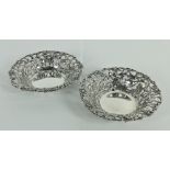 A very attractive small pair of Georgian style pierced Irish silver Baskets,