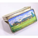 An attractive English silver and enamel designed Pill Box,
