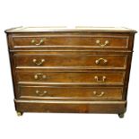 A 19th Century mahogany Chest Base, with four long drawers, ornate brass drop handles,