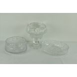 A Galway crystal Fruit Bowl, 9" (23cms), a Waterford crystal oval boat shaped Bowl, 11 1/2" (30cms),