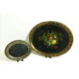 A large early 19th Century oval papier-mache Tray,