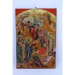 A fine quality Byzantine style hand painted Scene, depicting the "Raising of Lazarus,