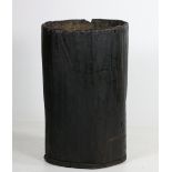 A very unusual early dug-out tree trunk Log Bin, of cylindrical form with coated exterior,
