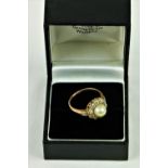 An 18ct rose gold, pearl and diamond Cluster Ring, with 12, 10 pointer stones (approx. 1.