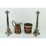 A pair of silver plated Altar Candlesticks, each on three lion paw feet, 17 1/2" (45cms),