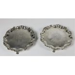 A pair of 18th Century Irish silver Salvers, stamped "R.H." Dublin c.