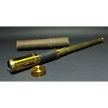 A four stage brass and shagreen bound Marine Telescope, signed, 26" (66cms),