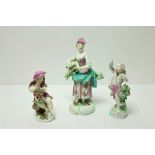 Three - 19th Century polychrome porcelain Figures,