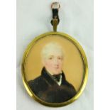 Irish School - 19th Century An oval miniature Portrait, "Frederick Ponsonby,