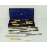 A five piece ivory and silver mounted Carving Set, by Mappin & Webb, Sheffield in fitted case,