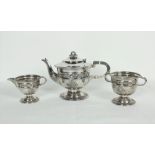 An attractive modern Celtic Revival design Irish silver three piece Tea Service, by West & Son,