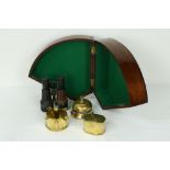 A brass mounted mahogany case with hand-held Compass, an antique mahogany Sextant Case,