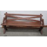 A rare large pair of mid-19th Century pitch pine Hall Benches, in the style of Pugin, each approx.