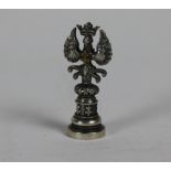 An attractive white metal and gold mounted Russian Seal, with eagle wings,