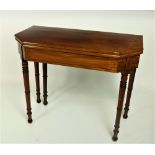A 19th Century Irish mahogany fold-over Card Table, possibly Cork,