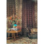 Two massive pairs of heavy brown velvet lined and inter lined Curtains,