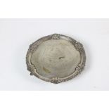 An Irish Georgian silver Card Tray, with shell decoration and gadroon edge, by Charles Townsend,