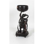 A 19th Century Meiji period Japanese bronze Figure, holding a bowl,