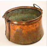 A large antique hand beaten copper Cauldron or Fuel Bin,