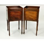 A very attractive pair of Georgian style inlaid mahogany Bedside Lockers,