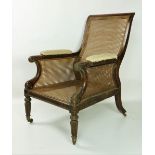 A large William IV period Irish mahogany Armchair, the bergere back,