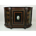 A Victorian ebonised burr walnut and inlaid Credenza,