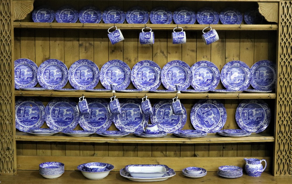 An attractive large blue and white Dinner & Tea Service, by Spode, typical design,