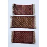 Three attractive small all over pattern Indian Rugs, all of similar measurements, approx.