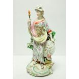 A fine early Derby Figure, of Minerva in polychrome,