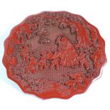 A good Chinese carved red lacquered Plate,