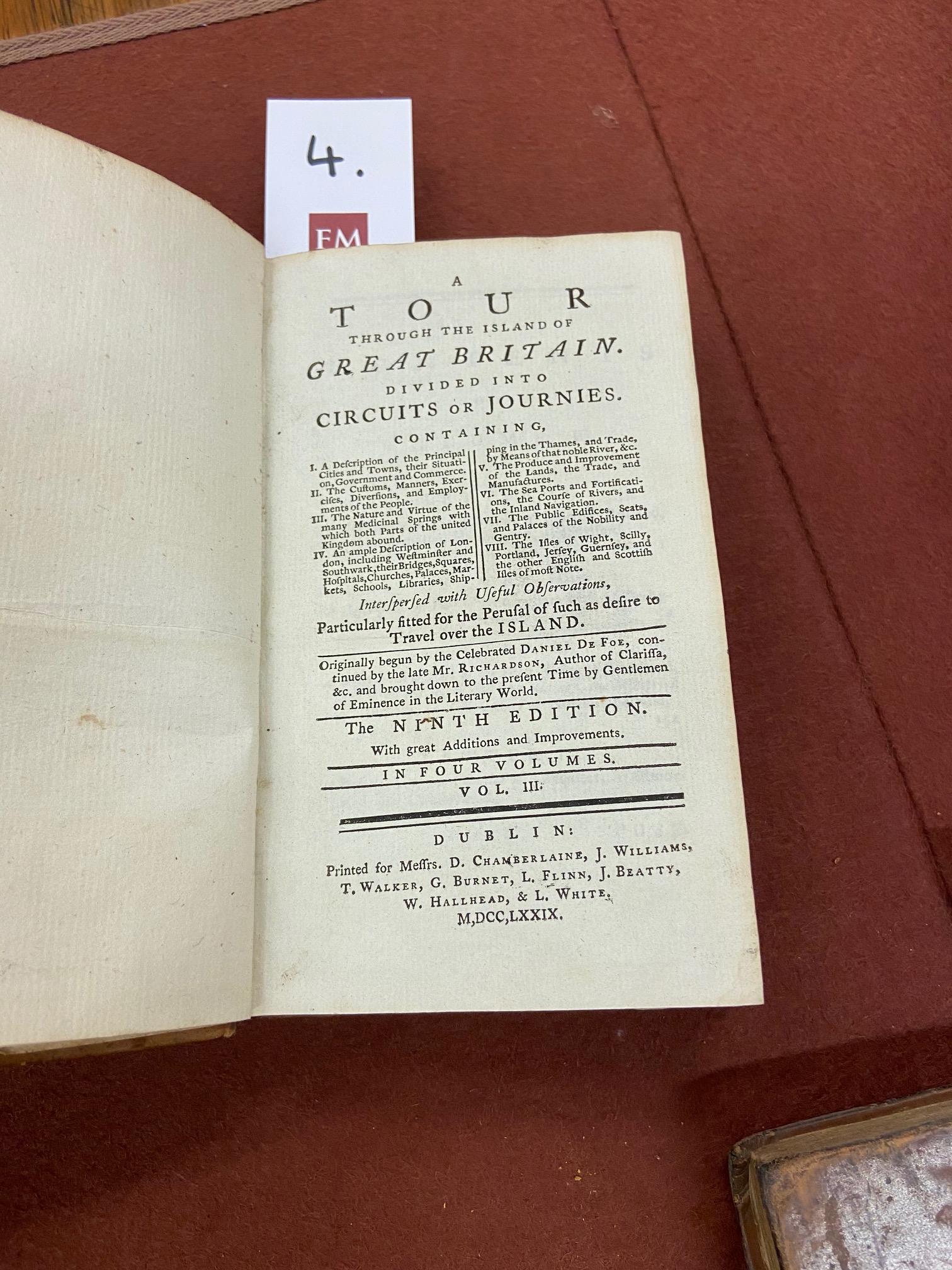 de Foe (Daniel) A Tour through the Island of Great Britain, 4 vol. 12mo D. 1779. Ninth, cont. - Image 32 of 40