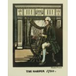 Cuala Press: Attractive hand-colour Print, The Harper 1780,