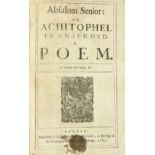 [Settle (Elkanah)] Absalom Senior: or, Achitophel Transpros'd A Poem, Folio Lond. (For S.E.