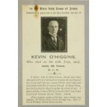 Memorial Card: "Kevin O'Higgins, who died on the 10th July, 1927, aged 35 years,