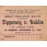 A Dark Day in GAA & Irish History 'Bloody Sunday' Ticket An original Admission Ticket to Croke