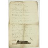 An 18th Century Sea Shanty Naval Interest: [Anon] An 18th Century Manuscript Poem written by a