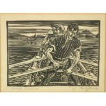 Harry Kernoff (1900 - 1974) "Curragh, Connemara," woodcut, approx.