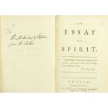 Very Rare Presentation Copy [Clayton (Bishop Robert)] An Essay on Spirit, 8vo D. (S. Powell, for J.